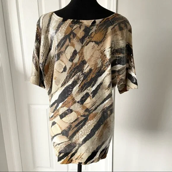 Marina Rinaldi Abstract Sequins Knit Blouse - Picture 2 of 16